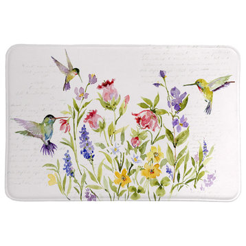 Hummingbird Floral Memory Foam Rug