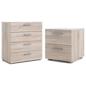 Home Square 4 Drawer Chest and 2 Drawer Nightstand 2 Piece Set in Truffle
