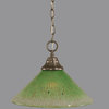 Chain Hung Pendant In Brushed Nickel, 12" Kiwi Green Crystal Glass