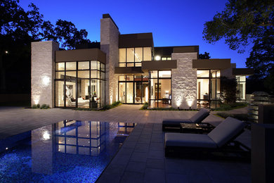 Large minimalist stone house exterior photo in San Francisco