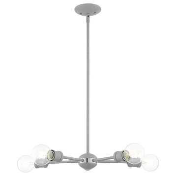 Livex Lighting Lansdale 5 Light Nordic Gray, Brushed Nickel Accents Chandelier