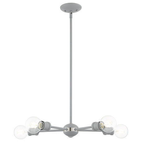 Livex Lighting Lansdale 5 Light Nordic Gray, Brushed Nickel Accents Chandelier