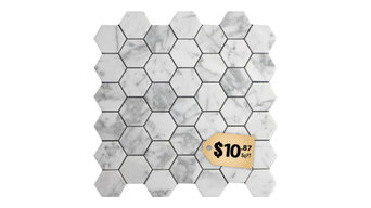 $10.87SF Carrara Hexagon 2" Carrera Marble Mosaic Tile