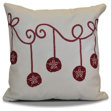 Decorative Holiday Pillow Geometric Print, Cranberry, 16"x16"