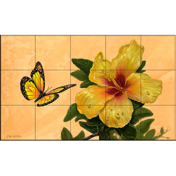 Tile Mural, Hibiscus Romance by Jeff Wilkie