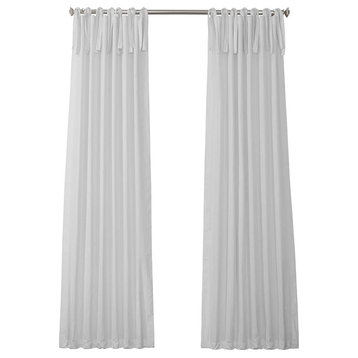 Solid Cotton Tie-Top Curtain Single Panel, Whisper White, 50"x96"