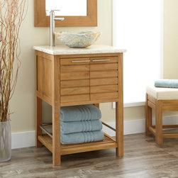 24" SALINAS TEAK VESSEL SINK VANITY - Bathroom Vanities And Sink Consoles