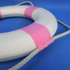 Decorative Lifering, 15", White With Pink Bands