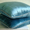 Handmade Velvet Blue Pillow Covers, 22"x22" Velvet Pillow Covers, Blue Shimmer