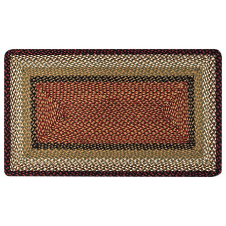 Burgundy/Mustard Oblong Braided Rug, 27"x45"