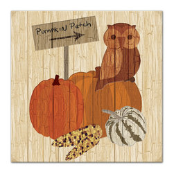 DDCG - Harvest Owl Canvas Wall Art, 16"x1.25"x16" - Prints And Posters
