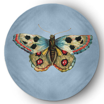 Brushfoot Butterfly Novelty Chenille Area Rug, Lighter than Air Blue, 5' Round