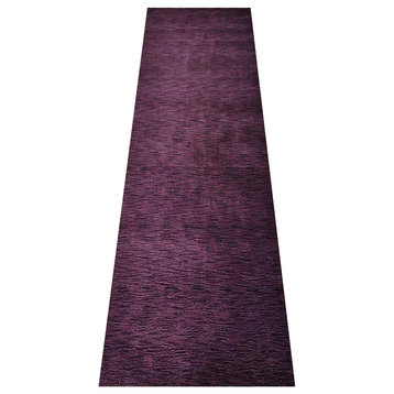 Hand Knotted Loom Wool Area Rug Solid Purple