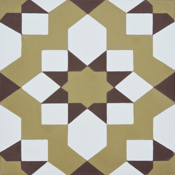 8"x8" Affos Handmade Cement Tile, Dark/Light Brown, Set of 12