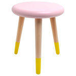 ROSE IN APRIL - Lemon Yellow and Candy Floss Pink Stool - This sturdy handcrafted stool is made from solid beech wood and then painted and varnished with a water based paint in lemon yellow and candy floss pink.