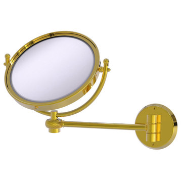 8" Wall-Mount Makeup Mirror 3X Magnification, Polished Brass