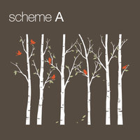 Thin Birch Tree Wall Decals, Color Scheme A, Large 108"
