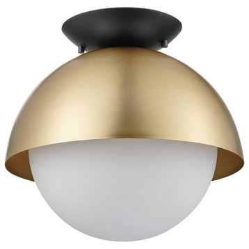 Globe Electric 60320 Oswald 10"W Semi-Flush Globe Ceiling Fixture - Matte Brass
