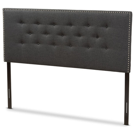 Baxton Studio Windsor Modern and Contemporary Dark Gray Fabric King Headboard