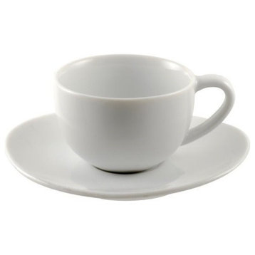 Royal Oval White Demi Cup and Saucer, Set of 6