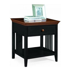 American Drew 181-400BC Drawer Night Stand - Black w/ Cherry Top Sterling Pointe - Nightstands And Bedside Tables