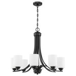 Craftmade - Bolden 8-Light Transitional Chandelier in Flat Black - Bold clean lines with your choice of clear seeded or white frosted glass shades complement the graceful shapes of the Bolden collection setting the stage for a look that is luxurious and effortless.  This light requires 8 , . Watt Bulbs (Not Included) UL Certified.