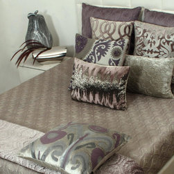 Ruzka Lilac & Grey Reversible Bedspread - Quilts And Quilt Sets