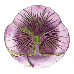 belle & June - Pansy Side Plate Purple/Green-Set of 4 - Salad And Dessert Plates