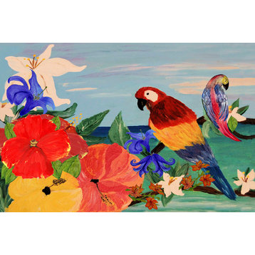 Bird Art Floor Mats, 36x60, Parrot Garden