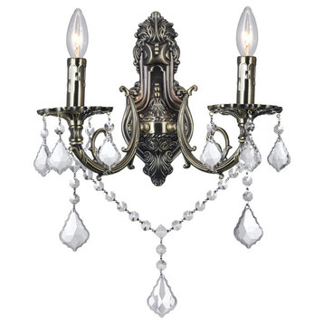 Brass 2 Light Wall Sconce With Antique Brass Finish