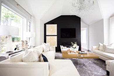 Trendy home design photo in New York