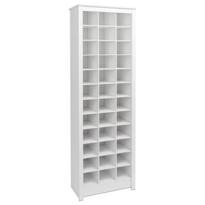 Prepac 60 Shoe Cubby Bench In White Transitional Accent And