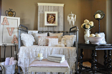 Cottage chic girl nursery photo in Salt Lake City with beige walls