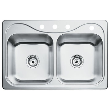 Sterling Southhaven Double Bowl 4-Hole Drop-in Kitchen Sink, Stainless Steel