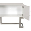 Worlds Away Braxton White Lacquer Console, Silver