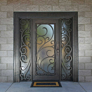 Florentine Iron Entry Door & Transoms