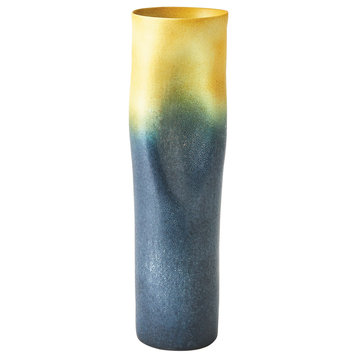 Indent Vase, Grey/Yellow, Skinny