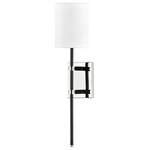 Mitzi by Hudson Valley Lighting - Denise 1-Light Wall Sconce Polished Nickel/Black - Sleek and streamlined, Denise is armed with deco details that will get better with time. Contrasting finishes draw the eye in, the soft black stem anchoring the transitional design. Available in aged old bronze or polished nickel, Denise's striking good looks will look good lining a hallway, accenting a powder room or bath, or lighting up any nook in your house.
