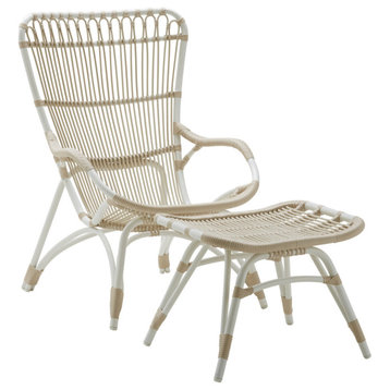 Monet Exterior Highback Lounge Chair and Footstool, Dove White