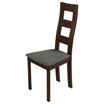 Cortesi Home Cuadro Dining Chair in Charcoal Fabric, Walnut, Set of 2