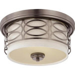 Nuvo Lighting - Nuvo Lighting 60/4727 Harlow - Two Light Dome Flush Mount - Shade Included.Harlow Two Light Dome Flush Mount Hazel Bronze Khaki Fabric Shade *UL Approved: YES *Energy Star Qualified: n/a  *ADA Certified: n/a  *Number of Lights: Lamp: 2-*Wattage:60w A19 Medium Base bulb(s) *Bulb Included:No *Bulb Type:A19 Medium Base *Finish Type:Hazel Bronze