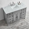 Piedmont Vanity With White Carrara Marble Countertop, Gray Without Mirror, 48"