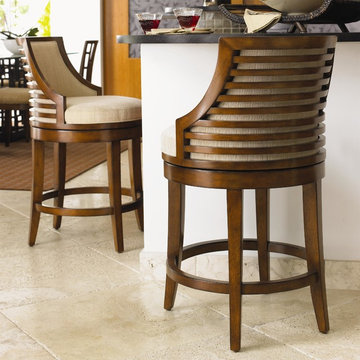 Ocean Club Cabana Swivel Counter Stool With Horizontal Back Slats