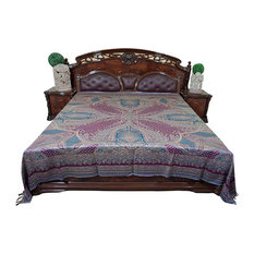 Mogul interior - Mogul Moroccan Bedding, Pashmina Wool Blanket Throw, Purple Blue Paisley - Blankets