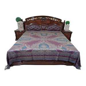 Mogul interior - Mogul Moroccan Bedding, Pashmina Wool Blanket Throw, Purple Blue Paisley - Throws