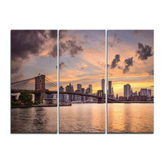 "New York City Skyline Under Dark Clouds" Wall Art, 3 Panels, 36"x28"