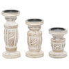 Country Cottage White Wood Candle Holder Set 78288