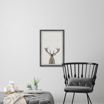 "Reindeer Close-up" Framed Painting Print