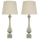 Urbanest - Urbanest, Set of 2, Fairview Table Lamps, Weathered White, 30" Tall - Urbanest set of 2 table lamps in a weathered white finish with natural linen shades.
