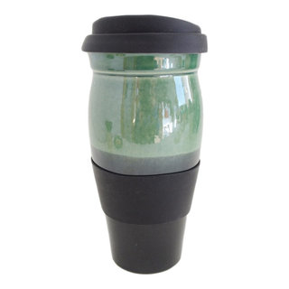 IN STOCK, Large Ceramic Travel Mug With Silicone Lid and Sleeve, Brown  Green Lidded Pottery Mug, 24 Oz Stoneware Coffee Mug, Clay to Go Mug 